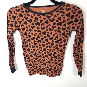 Carter's Kids Girls Size 10/10A Brown and Black 2-Piece PJ Set with‎ Hearts